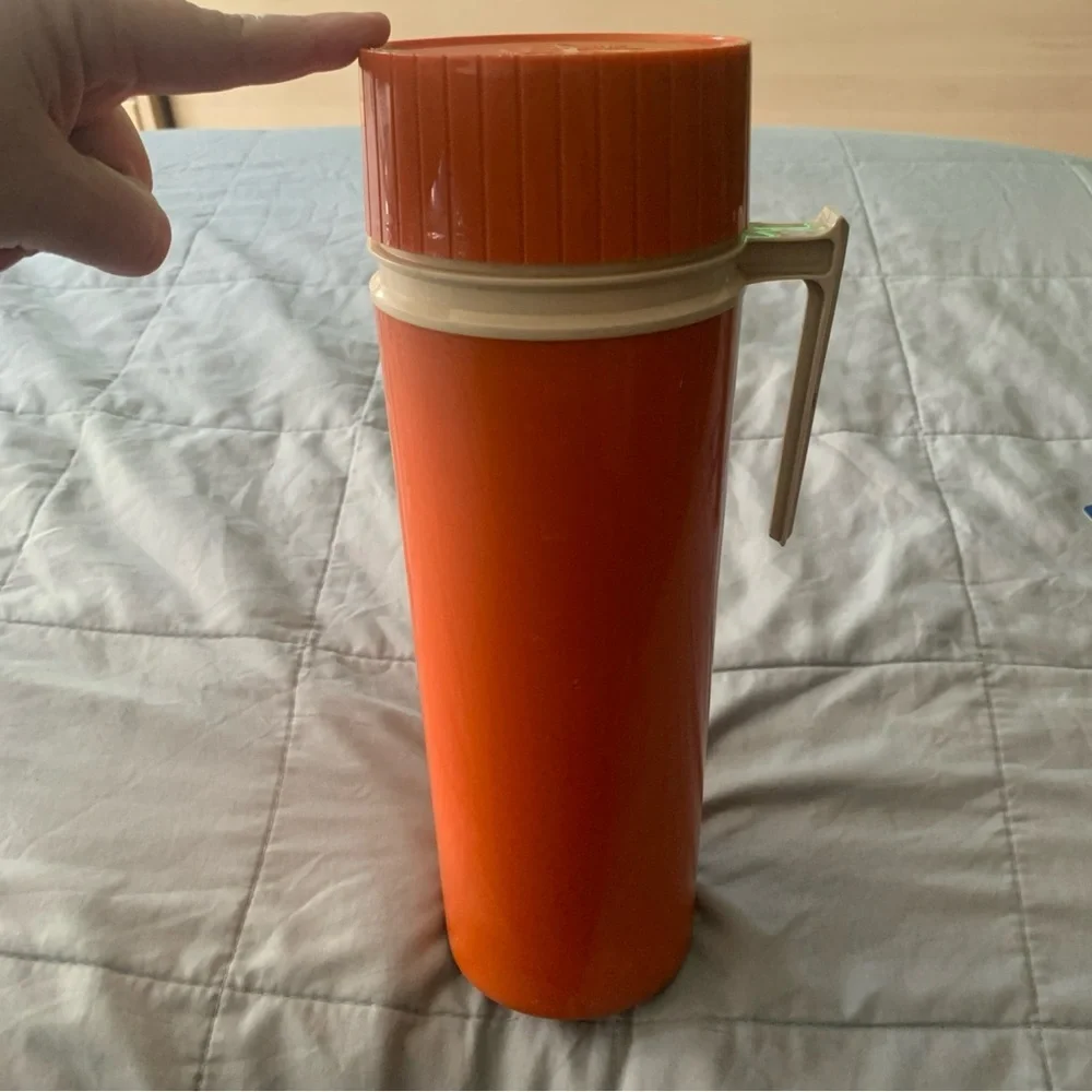 Vintage 1970s Thermos Orange Food Storage Container with Handle